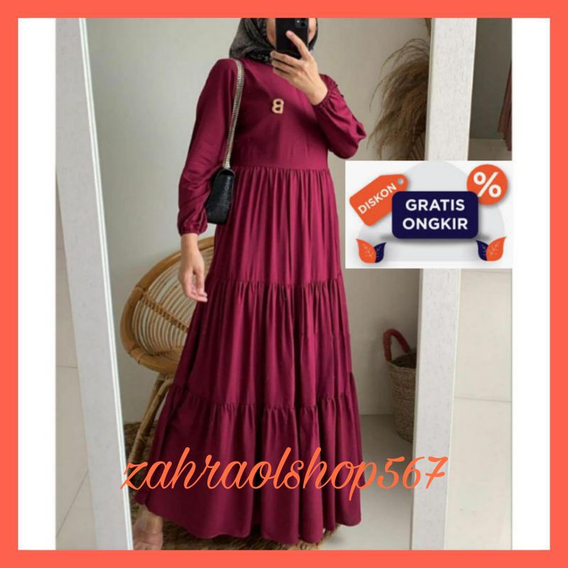 Baju pakaian gamis dress busana wanita muslim remaja model pesta premium cantik murah elegan polos t