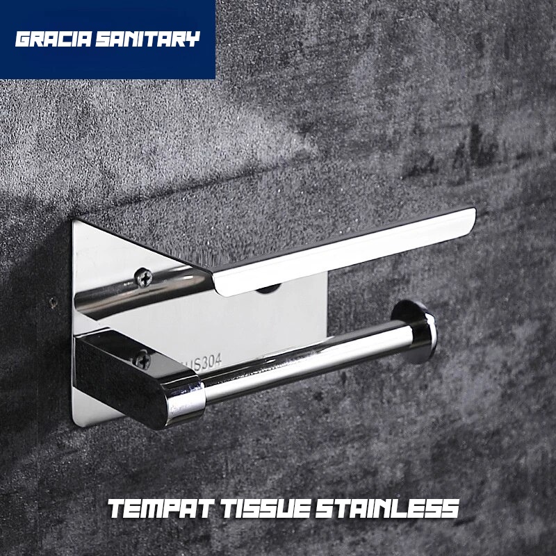 Tempat Tisu Stainless / Tempat Tissue Gulung Stainless Chrome / Tempat Tissu Toilet