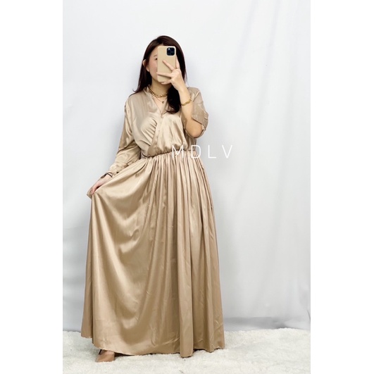 MDLV ~ 08830# Athira Wrap Maxi Dress Gamis Maxi Dress Polos Satin Fashion Muslim Fashion import