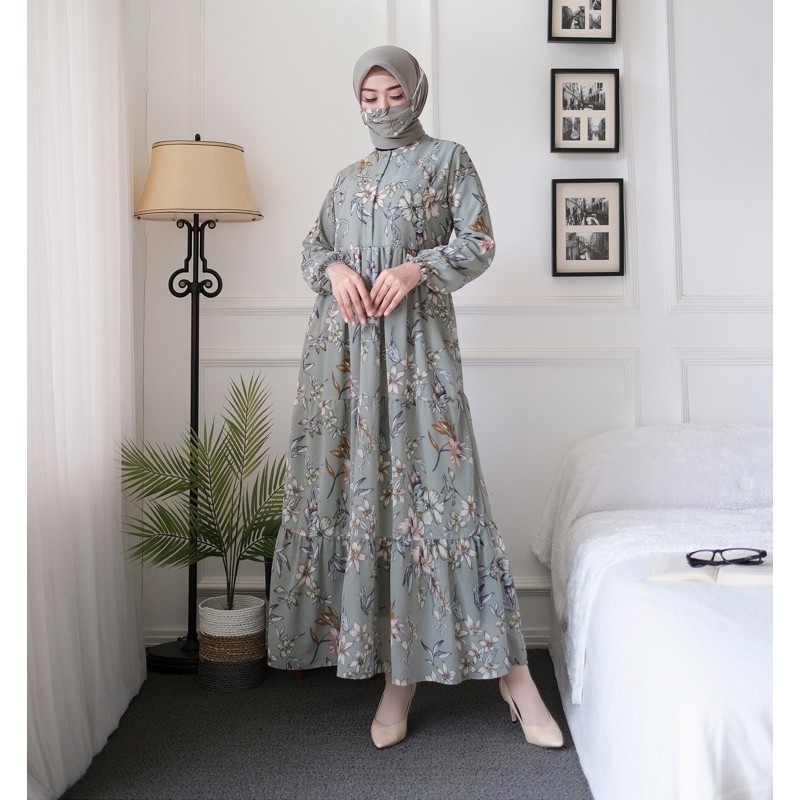 BAJU GAMIS SYARI WANITA MUSLIM DEWASA HAWA A4 BUSUI MOTIF BUNGA MURAH Olshop.Brussel