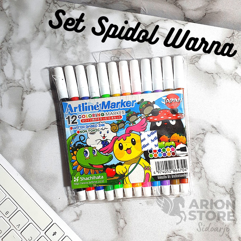 

[ARION STORE] Spidol Warna Artline Marker (12 WARNA) EK-316 / Spidol Kecil 12 Warna [PCS]
