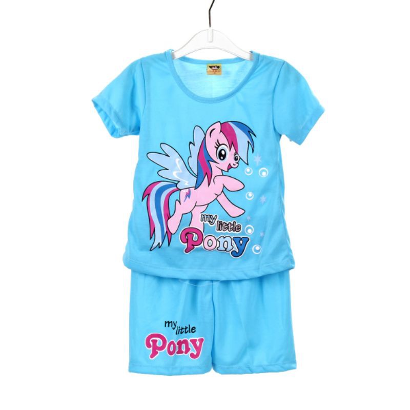 SETELAN SIKUNING PAKAIAN BAJU ANAK PEREMPUAN 2-7 TAHUN MOTIF PONY