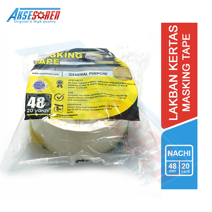 

MASKING TAPE CAT TEMBOK NACHI 2 INCHI [48 MM] / LAKBAN SOLATIP SOLASI ISOLASI KERTAS PEMBATAS CAT