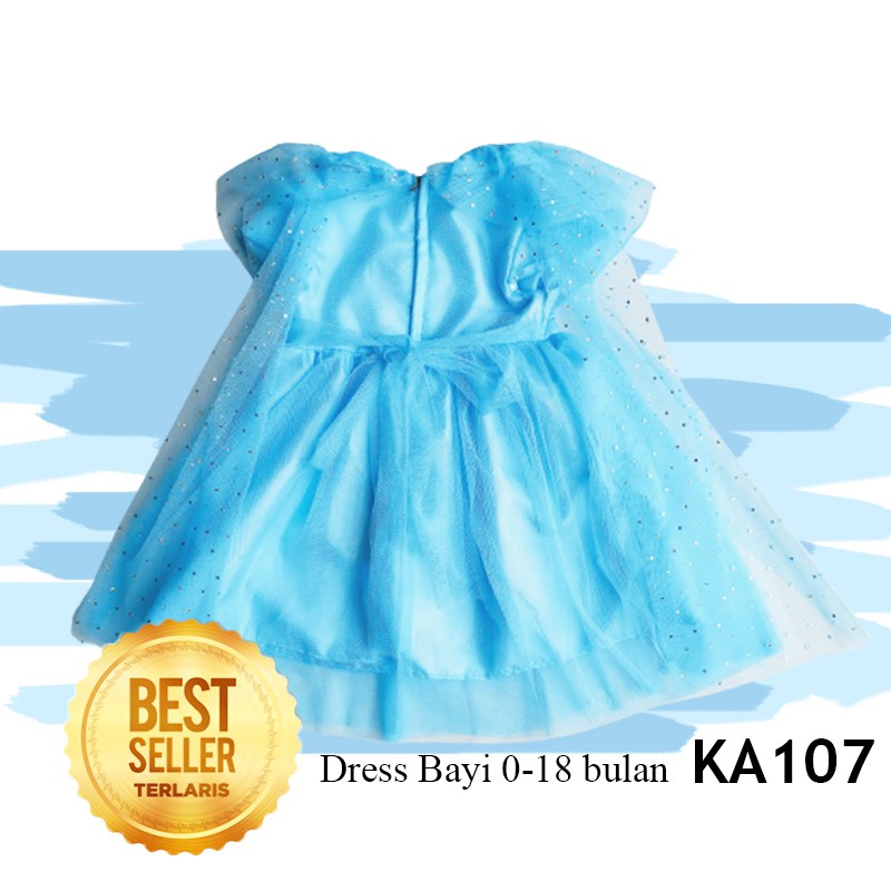 Gaun Dress Baju Elsa Frozen Bayi Balita 0- 18 bulan Disney Princess GRATIS PITA KA107