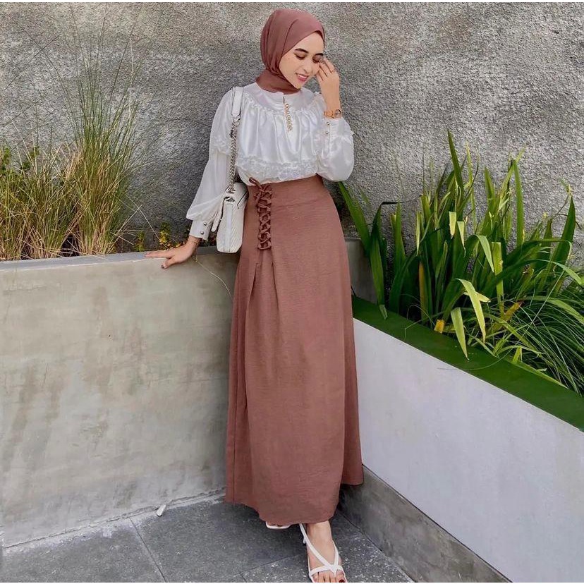 Tq88indonesia Fashion Rok AESTHETIC Simpul / Alenaa skirt / Rok Serut Polos Korean Style / Ootd / Outfit Kekinian