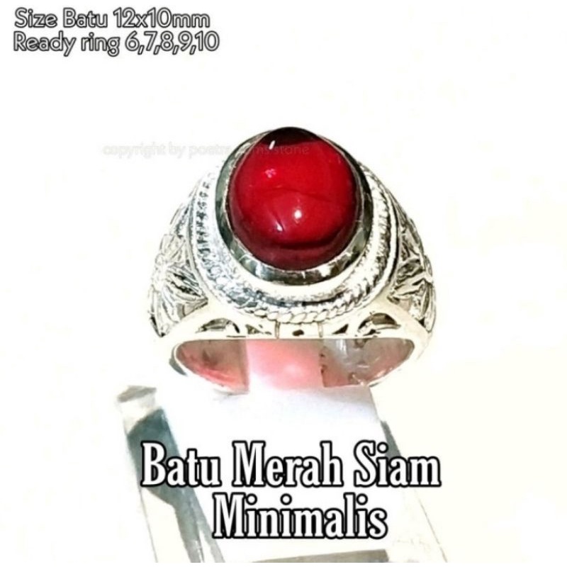 cincin batu merah Siam natural minimalis