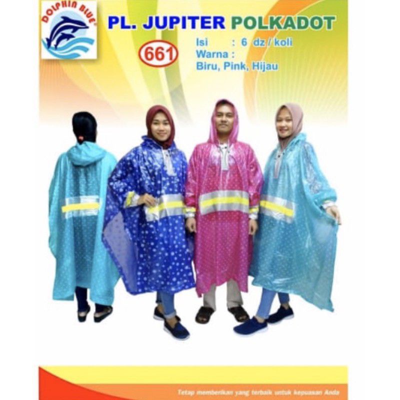 Jas Hujan Poncho Lengan Jupiter Polkadot 661