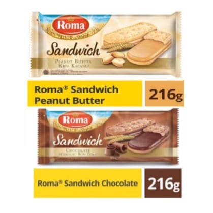 

Roma Sandwich Coklat dan Krim Kacang 216 gr