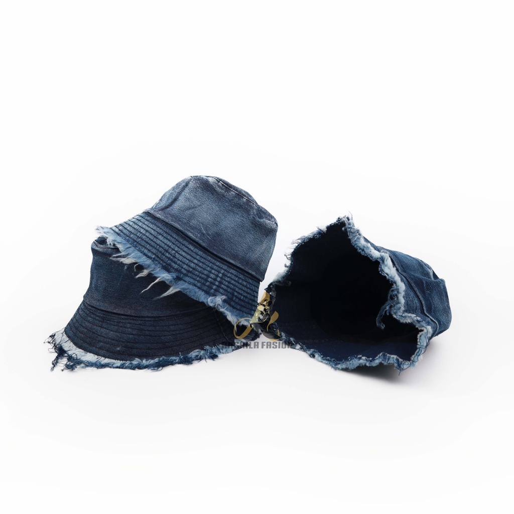 Topi Bucket Jeans Rawis Dewasa Bulak Balik Motif Rawis / Bucket Rawis Levis