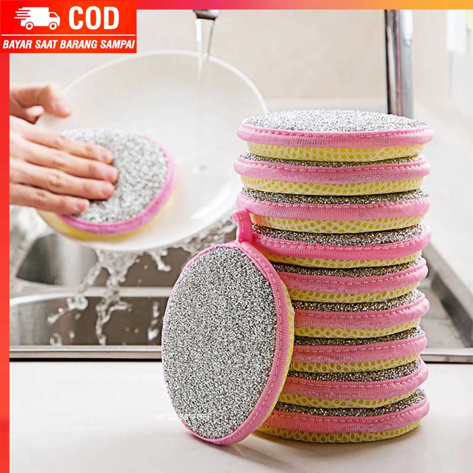 (10% BARANG ORI) Spons Cuci Piring Double Sides Cleaning Sponge 3PCS - XY-0186