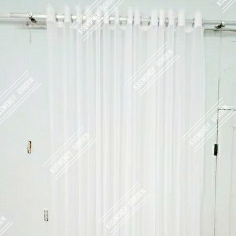 Gorden Vitrase Smokring 200 x 250 - 300 cm Tinggi 3 meter Hordeng Putih Polos Jendela Pintu Tirai Minimalis