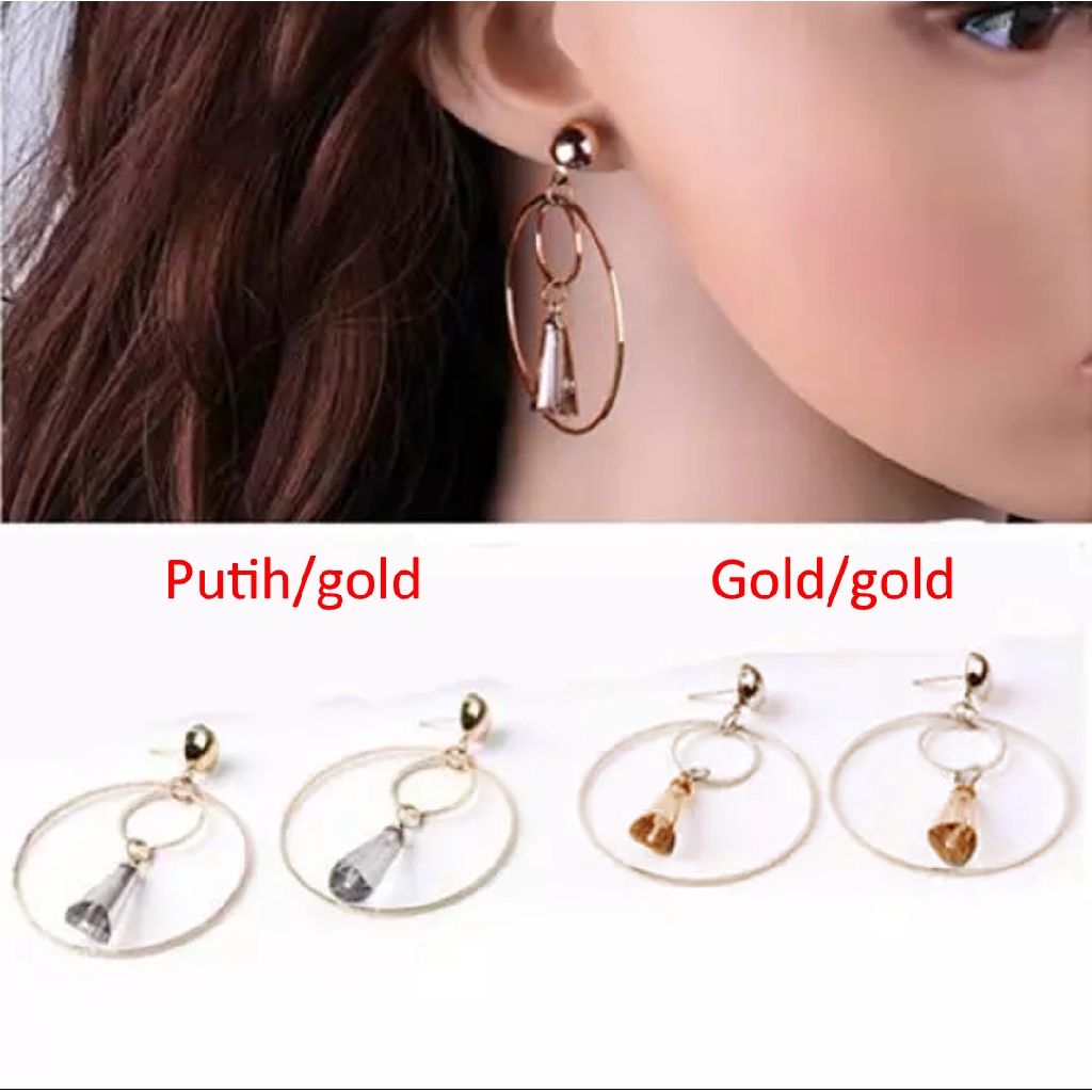 Anting Fashion Wanita Model Stud Doble Ring Mix Tassel  501