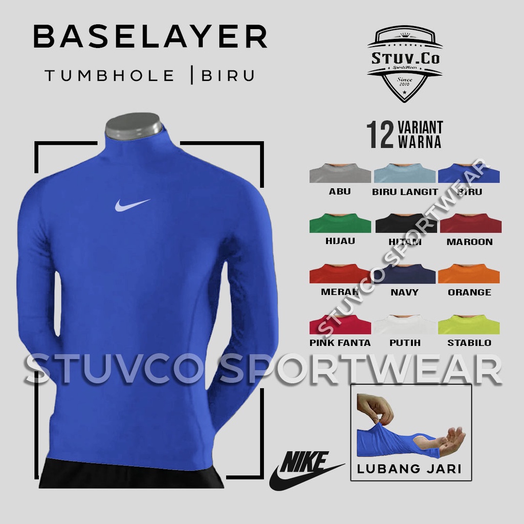 BASELAYER LONGSLEEVE THUMBHOLE LENGAN PANJANG JARI RENANG DIVING HIKING LATIHAN FITNESS PRIA