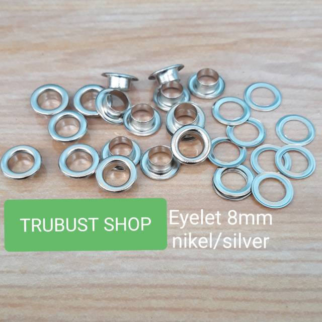 Mata ayam eyelet v22 nikel ukuran lubang 8mm /bks isi 100pc + ring belakang