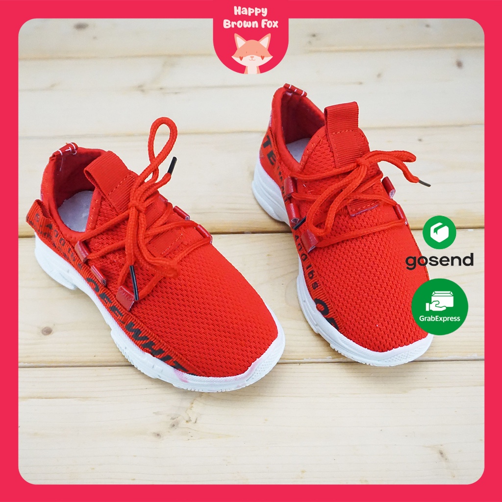 SEPATU ANAK COWOK LAKI-LAKI PEREMPUAN Side Black TM Will Shoes - Red