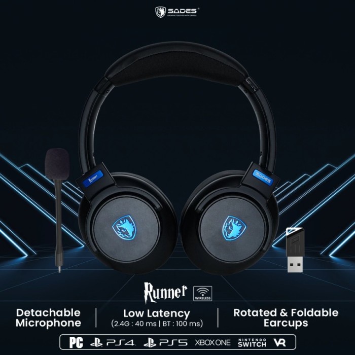 Sades Runner SA-202 Triple Connection Headset Gaming Multiplatform ORI - Hitam