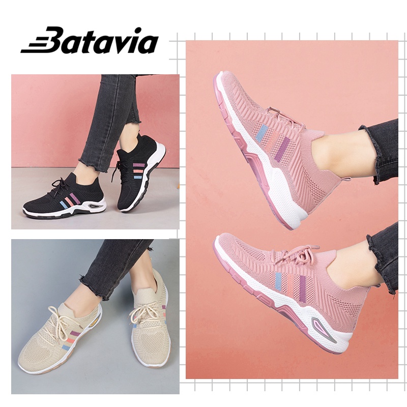 Batavia GROSIR sepatu kanvas wanita rajut sepatu wanita  sepatu tanpa tali hitam Sepatu Wanita Sport Women Sneakers A122