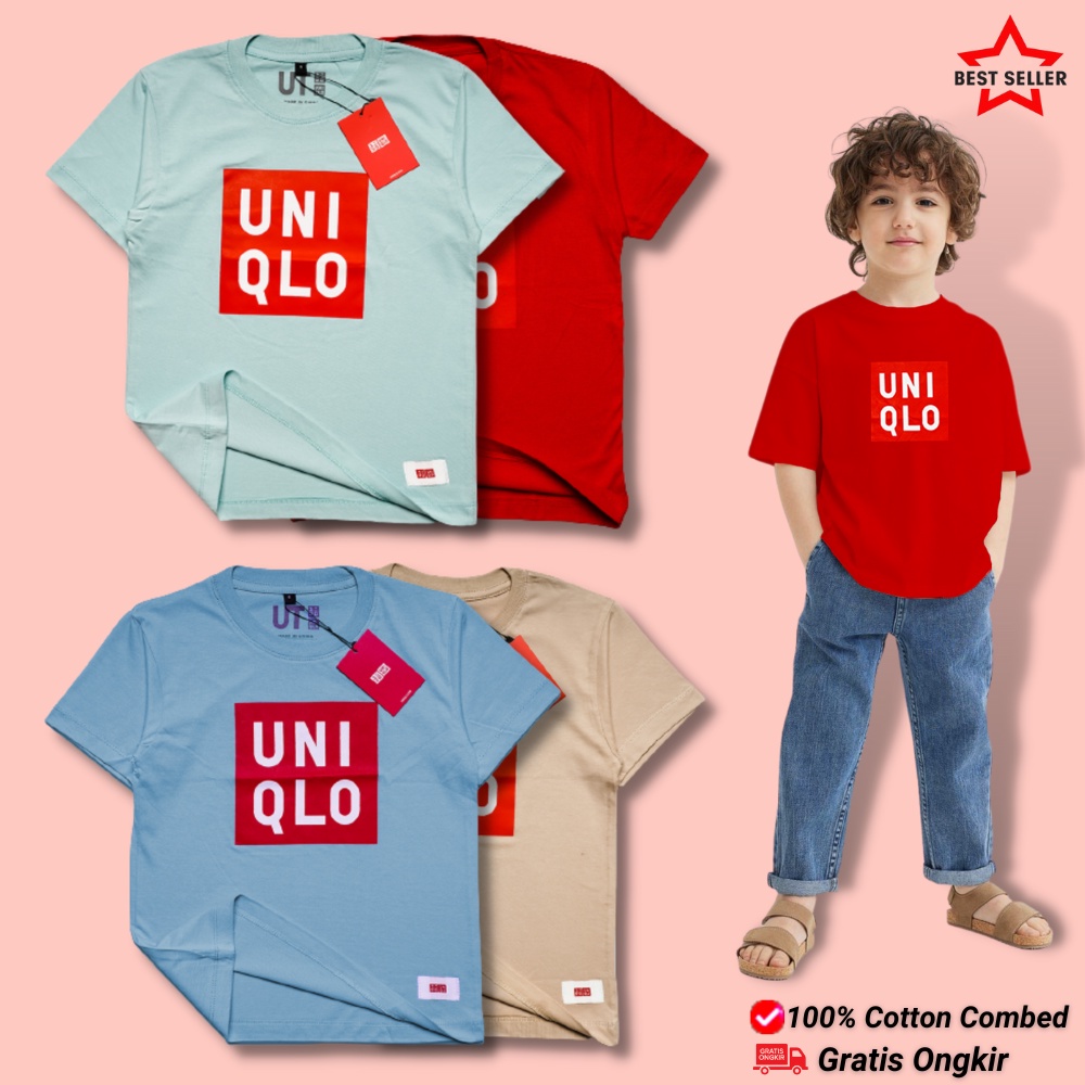 UNI-01 Kaos anak laki-laki dan perempuan umur 1 - 12 tahun| Baju Setelan atasan anak tanggung| Pakaian anak-anak distro keren motif simple| Kaos katun combed 30s