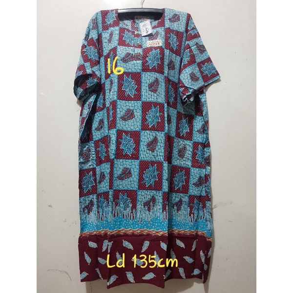 YULI - Daster kencana ungu  L5 JUMBO LD 135-150 CM PB 107 CM BATIK KU LEBEL PUTIH(KUP)-No 16