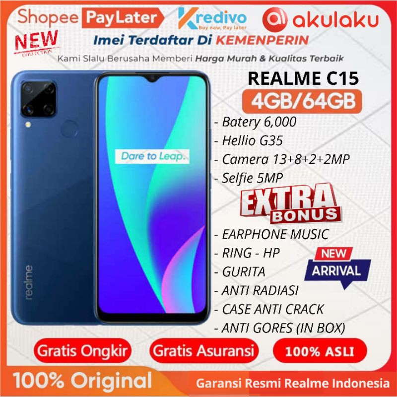 Realme C15 Ram 4GB Rom 128GB 4/128 4/64 3/64 Garansi Resmi Realme 1 Tahun