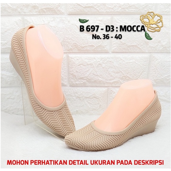 Sepatu Wanita Balance 697 D3 Original Motif Salur Jelly Shoes Wedges Tinggi 4cm Empuk Lentur Elegant