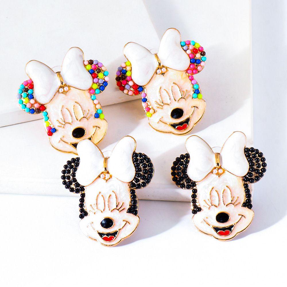 Lily 1pasang Anting Tusuk Mickey Fashion Lucu Minnie Kartun Berlian