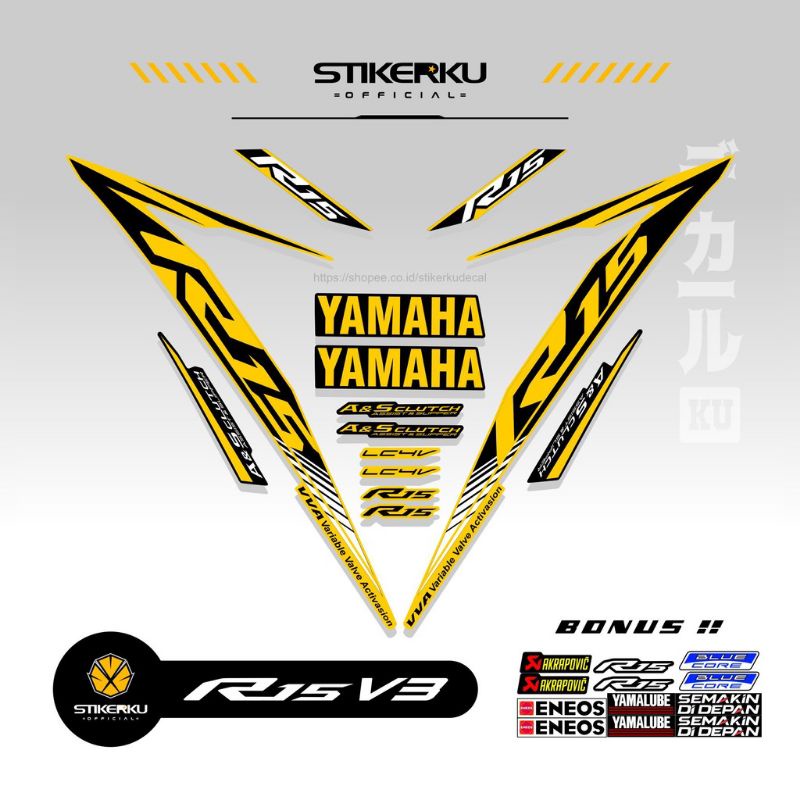 STRIPING YAMAHA R15 V3 STIKER VARIASI BODY MOTOR R15 V3