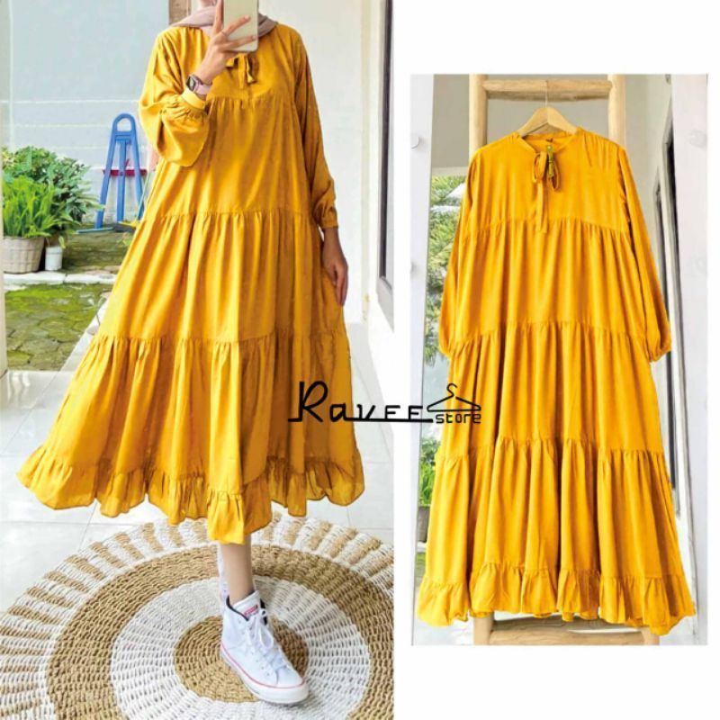 Marbel Midi Dress Gamis Rayon Polos Premium Jumbo Terlaris Terbaru 2022 Kekinian