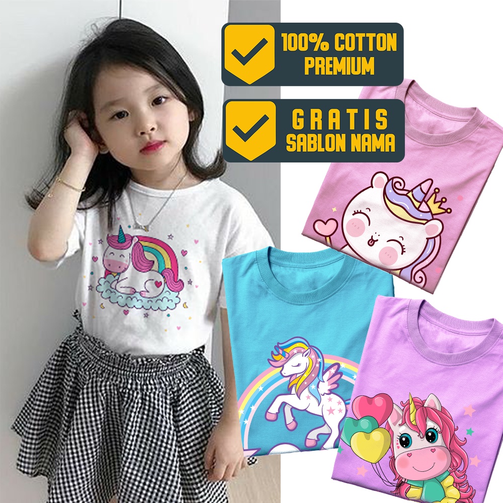 Unicorn - Kaos Anak Baju Unicorn Baju Couble Keluarga Sablon Nama Ulang Tahun Anak