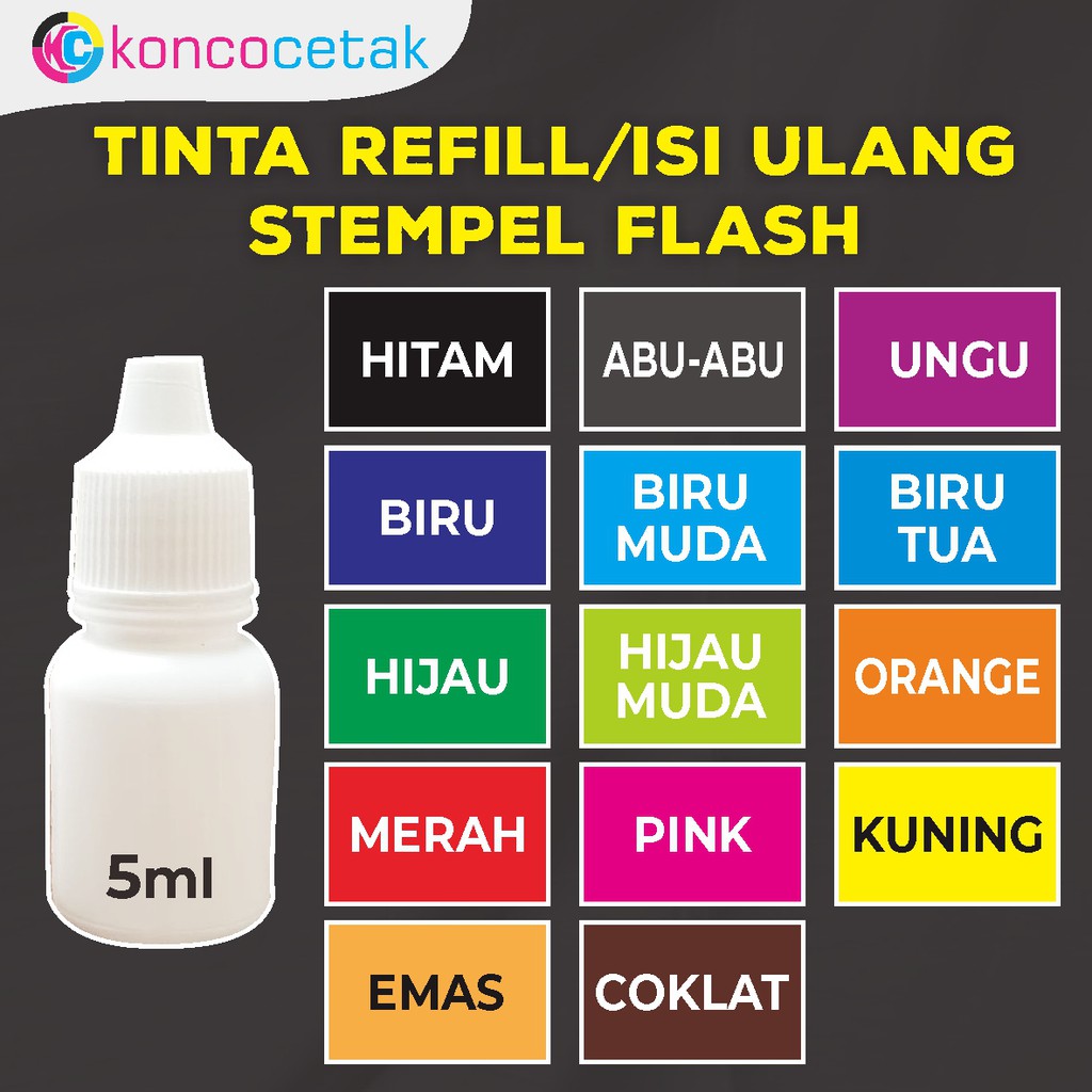 

Tinta Stempel Flash/Flash Stamp Premium Ink Waterproof 5ml & 100 ml
