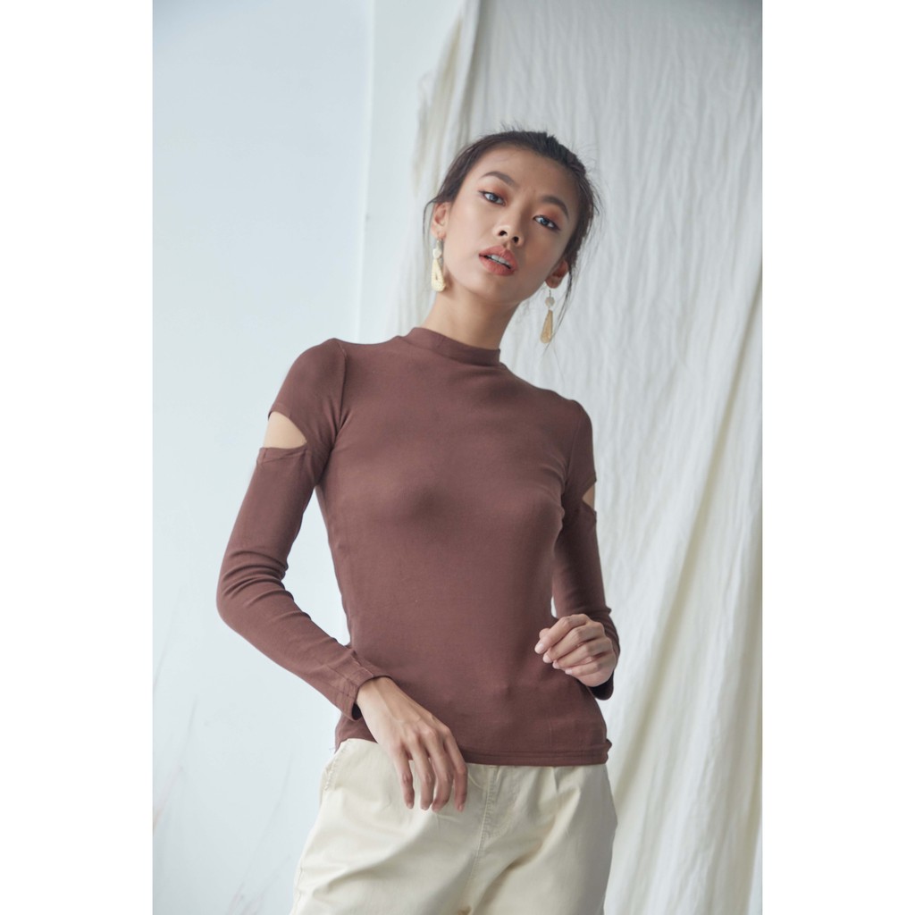 Peach Poppy Alexa Top - Atasan Wanita Basic Fit Body Rajut Lengan Panjang All Size