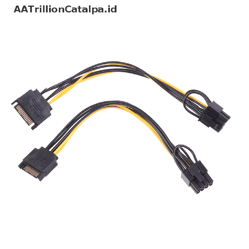 2pcs Kabel Power Supply 15 pin SATA Male Ke 8pin (6 + 2) PCI-E 15-pin Ke 8pin