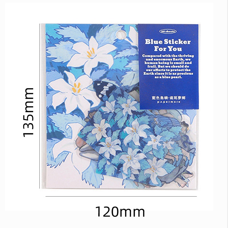 Papermore 20pcs Stiker Motif Island Warna Biru Untuk Dekorasi Handbook