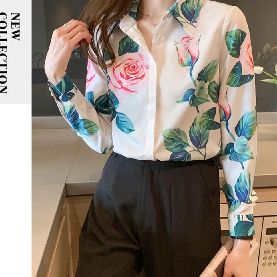 Sudah READY.. TM 5131 kemeja tea roses import  IMPORT HIGHQUALTY OVERSIZE TERBARU 2022 KEMEJA KERJA 