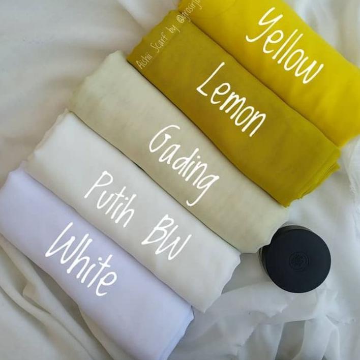 드 Hijab Pollycoton 100k Get 5 pcs  Yellow/kuning Golkar, Lemon, Gading, Putih BW, White Putih Bersih