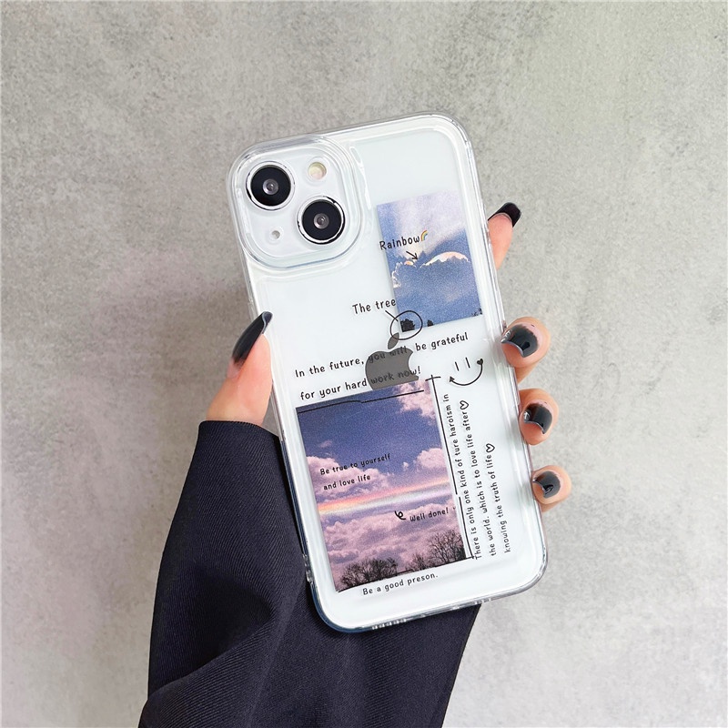 Case Pelindung Transparan Desain Lukisan Pemandangan 2022 Untuk iPhone 7 8 7plus 8plus X Xs Xr Xsmax 11 11pro 11 Pro Max 12 Pro Max 13 13 Pro 13 Pro Max Se2020