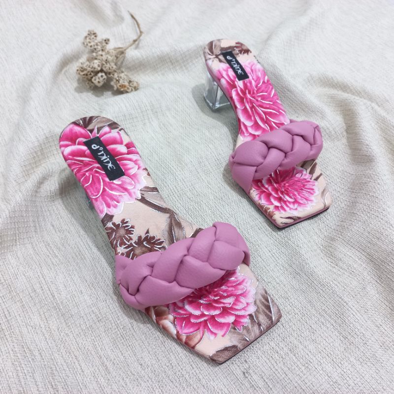 d'nine KS 13 Sandal Wanita hak kaca 5cm motif