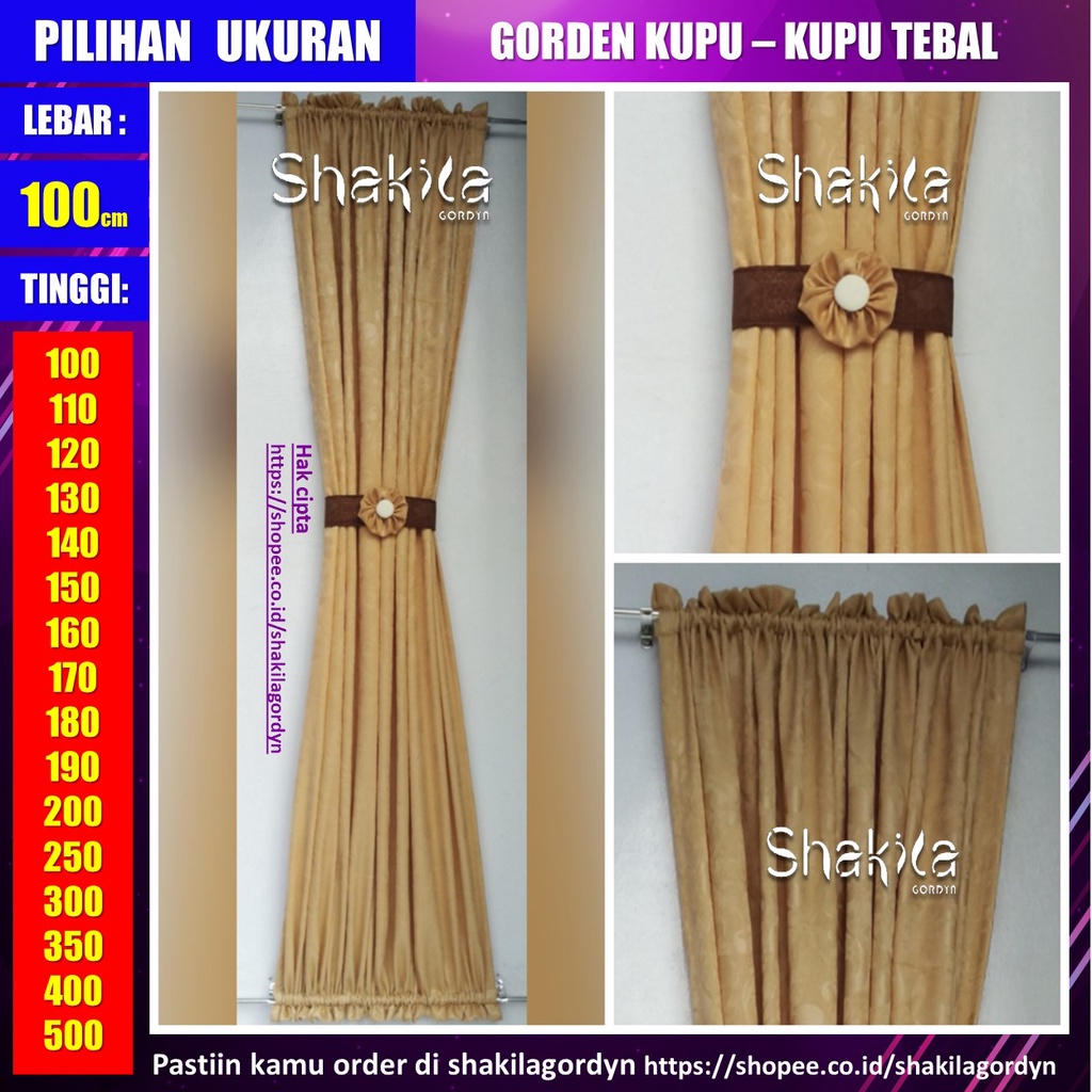 Gorden Kupu Kupu Minimalis Polos Tebal Mocca