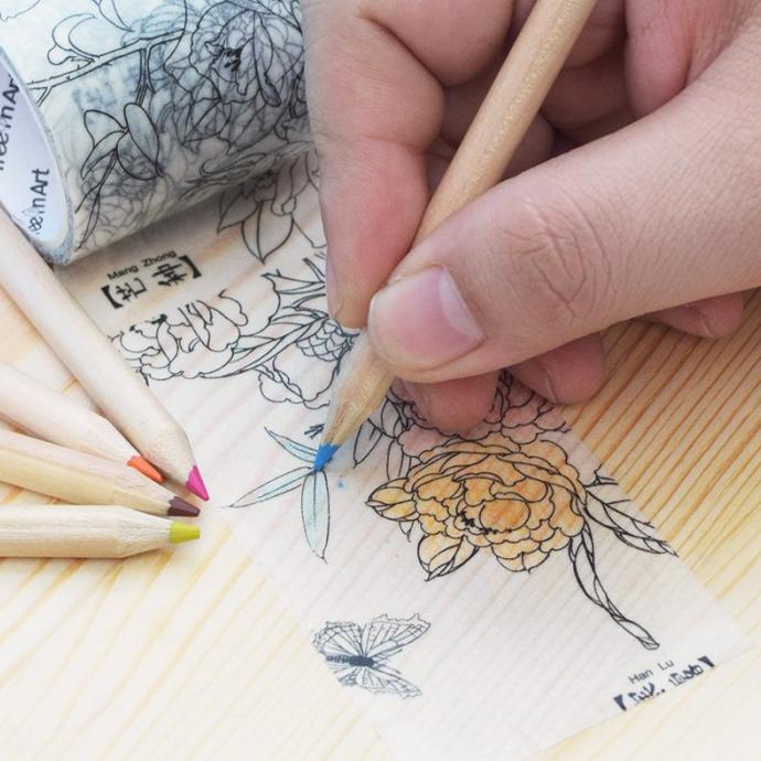 

Floral DIY Masking Tape and Coloring Pencils Set