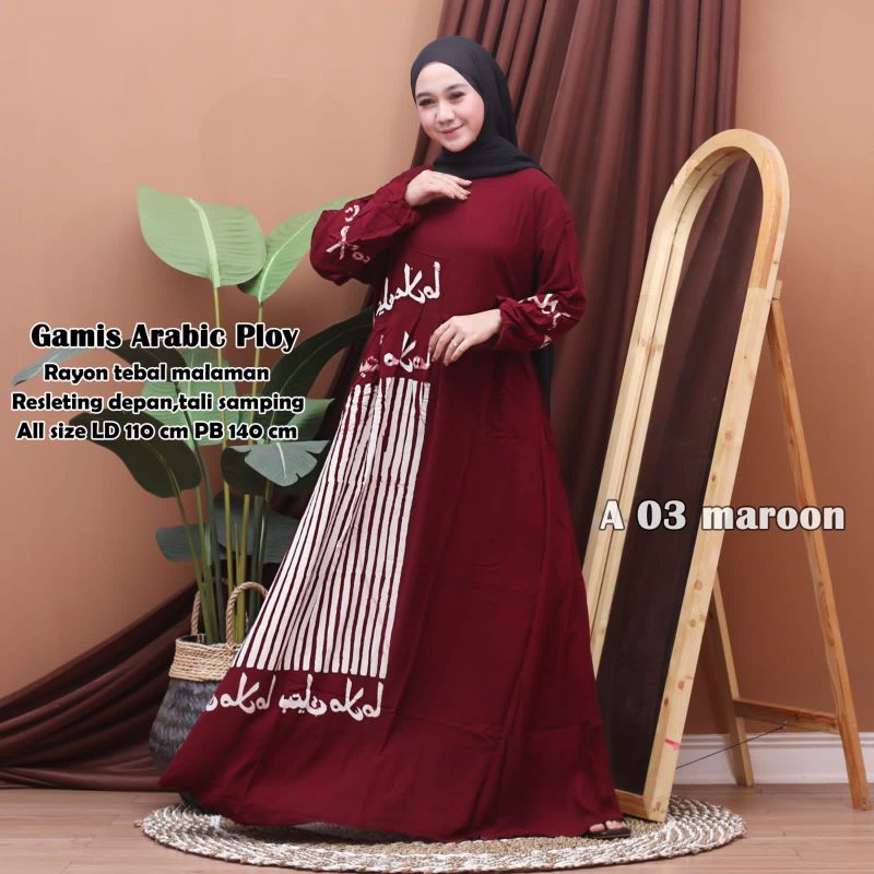 Gamis Twill Arab salur/Gamis Arab/Gamis aksara