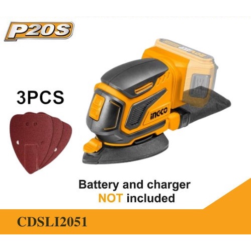 Ingco CDSLI2051 Amplas Segitiga 3 Cordless 20V Palm Sander Velcro