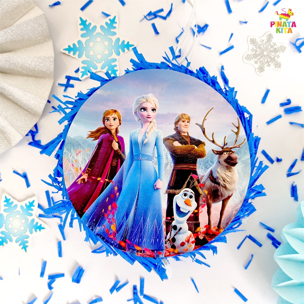 pinata kecil frozen / pinata mini frozen / pinata bulat frozen / pinata tarik frozen / pinata tarik 