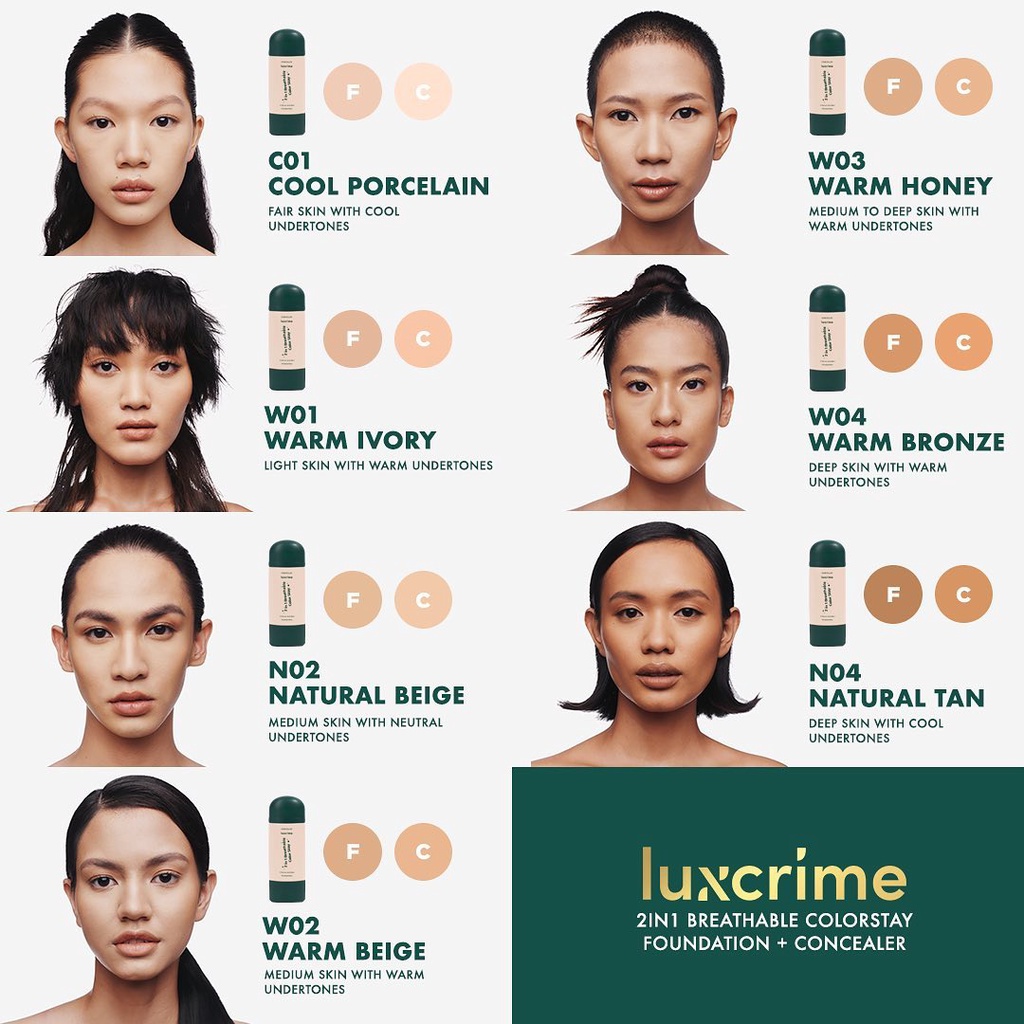 (GOSEND/COD) LUXCRIME ULTRA COVER FOUNDATION BALM - pudding | cheesecake | banana split | pancake | LUXCRIME 2 IN 1 BREATHABLE COLOR STAY FOUNDATION + CONCEALER