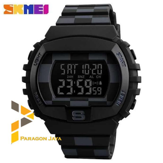 Diskon Jam Tangan Skmei 1304 Digital Sporty Pria - Hitam Polos Termurah Terbaru