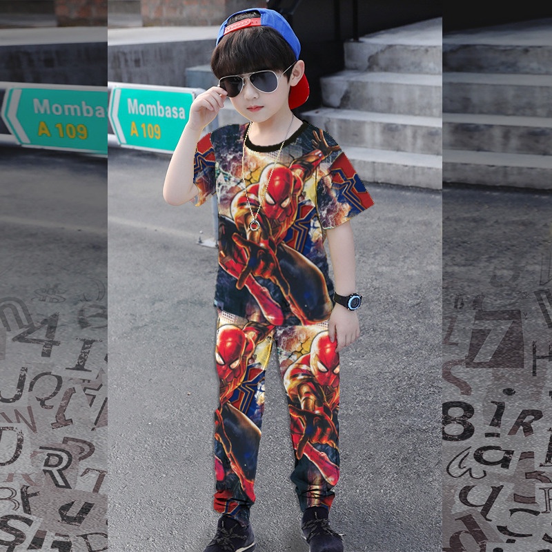 Rillo - Setelan Baju Playset CP Anak Print Super Hero / Set Celana Panjang Anak laki-laki usia 1-7 tahun