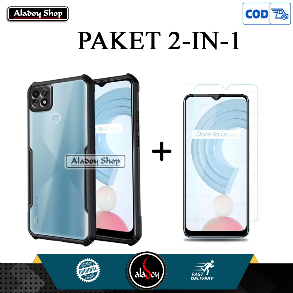 Case Realme C21 2021 Casing Transparent + Tempered Glass Clear