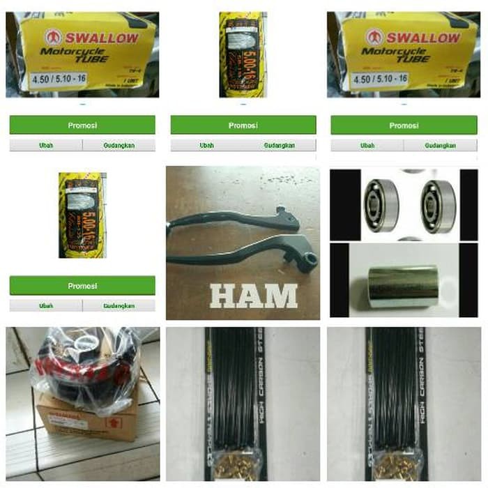 ban luar 500 16 dan ban dalam dan spare part dll HAM