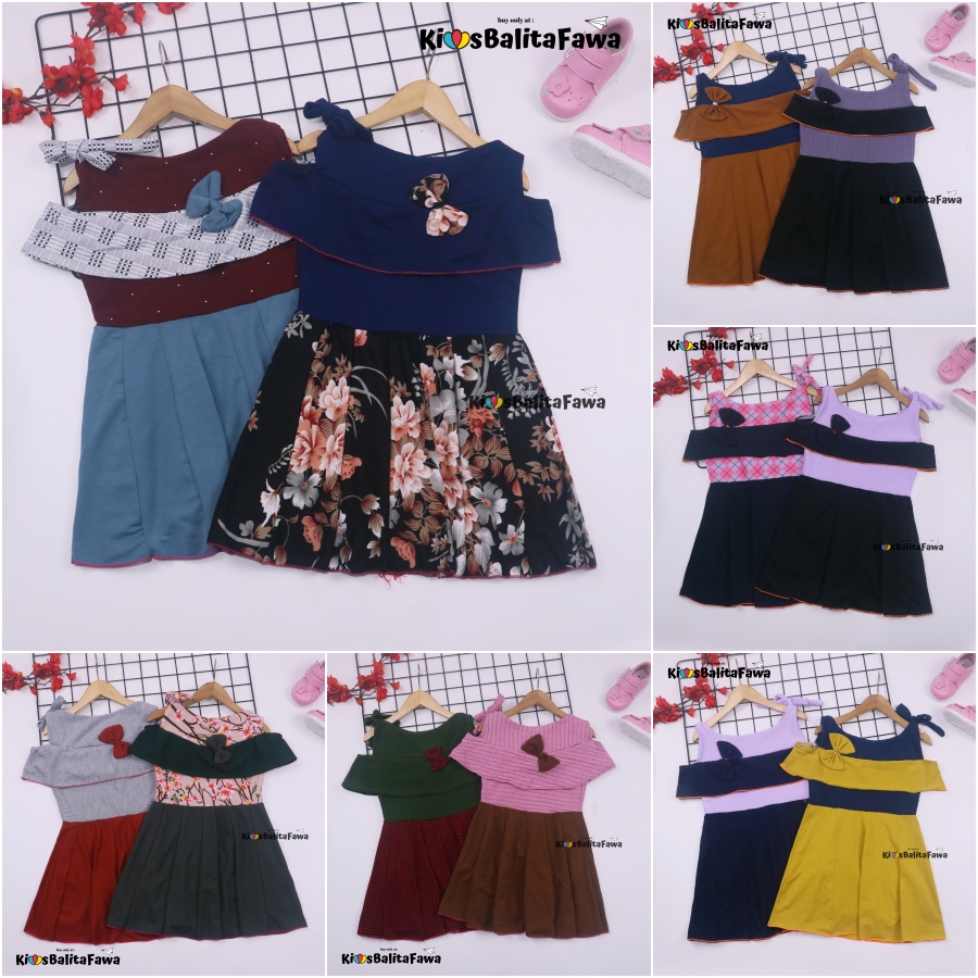 Dress Rachel uk 2-3 Tahun / Dres Model Baju Anak Perempuan Gaun Pesta Polos Motif Export Quality