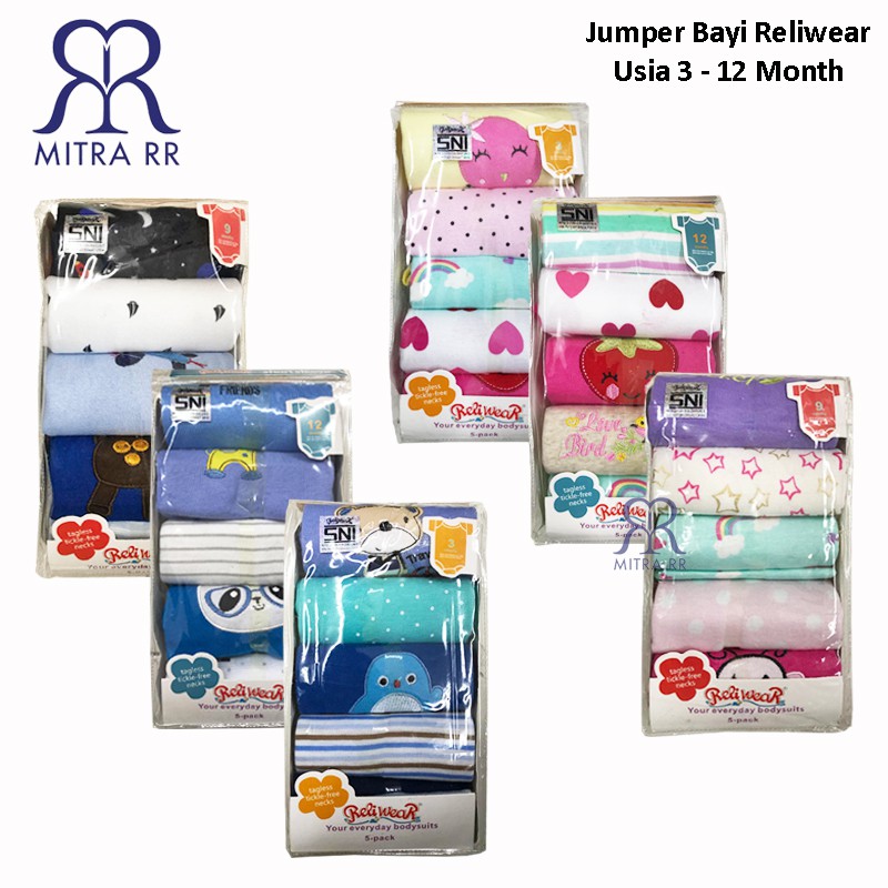 Jumper Bayi Reliwear Lengan Pendek / Baju Kodok Bayi Size 3 – 12 Bulan