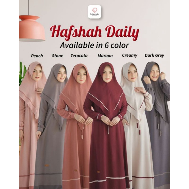 Hafshah Daily by Zainsdaily Gamis Syari Terbaru set Khimar